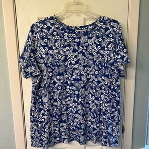 Woman Within Blue Boxy Short Sleeve T-Shirt